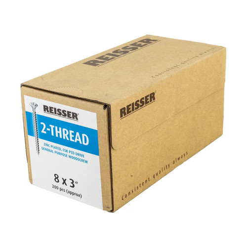 Reisser 8 x 3'' Twin Thread Woodscrews Zinc - Box of 200 image