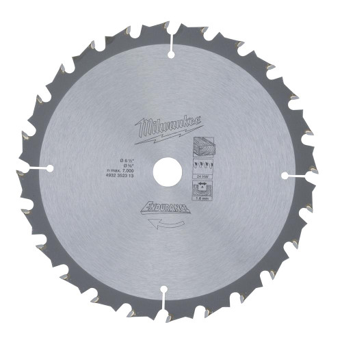 Milwaukee 165mm 24 Tooth Circular Saw Blade image