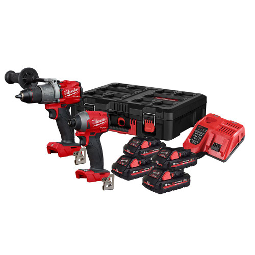 Milwaukee M18FPP2A2-304P 18V High Output Twin Pack with 4x 3Ah Batteries, Charger and Case image
