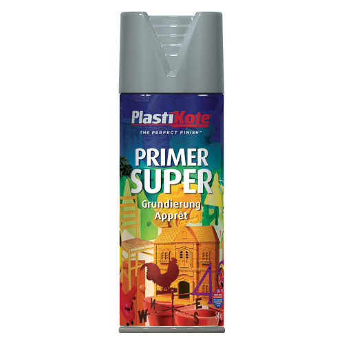 Plastikote Super Primer Spray Grey 400ml image