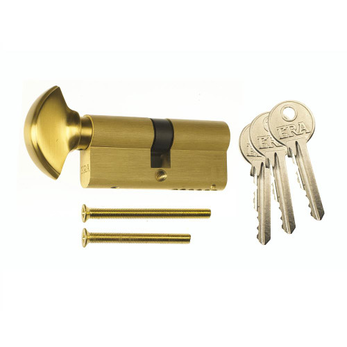 ERA 40/40 Euro Profile ThumbTurn 6 Pin Cylinder - Brass