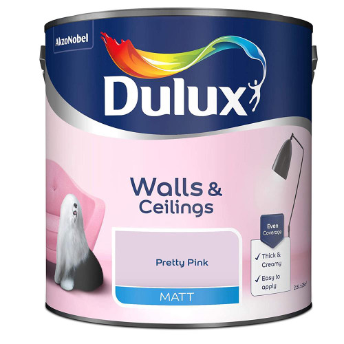 Dulux Matt Pretty Pink Paint (2.5 Litre) image