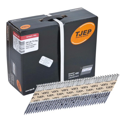 Tjep 75 x 2.8mm 34° Ring Shank Hot Dip Galv Nails - Box of 4000 image