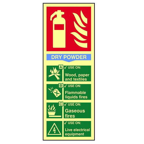 Scan Fire Extinguisher Composite Dry Powder - Photoluminescent PVC Sign 75mm x 200mm image