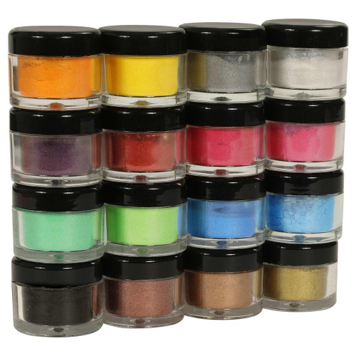 Glass Cast SHIMR Metallic Resin Powder Pigment - Box Set 16 x 3g image Glass Cast SHIMR Metallic Resin Powder Pigment - Box Set 16 x 3g image