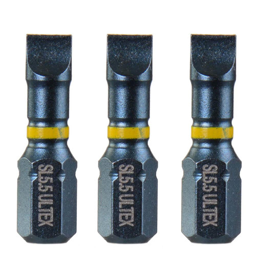 Ultex 301207 Ultex SL5.5 25mm Impact Torsion Screwdriver Bits - Pack of 3 image