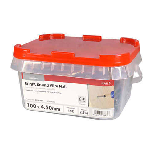 Timco 100 x 4.50mm Round Wire Nail - 2.5 KG Tub image
