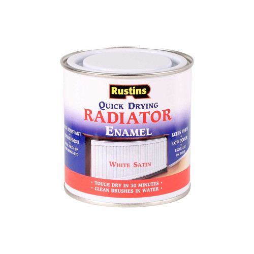 Rustins Quick Dry Enamel Radiator White Satin Paint (250ml) image