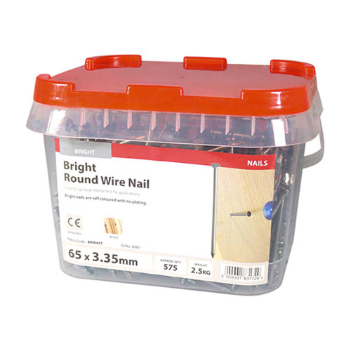 Timco 65 x 3.35mm Round Wire Nail - 2.5 KG Tub image