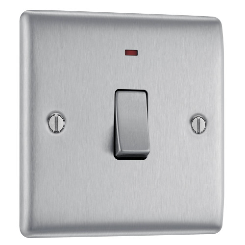 BG Electrical Nexus Metal 20A 1-Gang DP Control Switch with LED Brushed Steel image