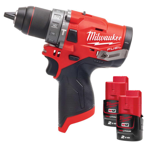 Milwaukee M12 FPD 12V FUEL Brushless Combi Drill with 2x 2.0Ah Batteries, Charger & Bag image