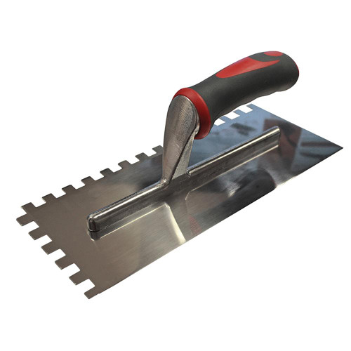 Faithfull Stainless Steel Notched Trowel Serrated 10mm Soft Grip 330mm x 115mm