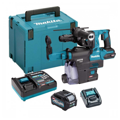 Makita HR004G 40V MAX XGT Brushless Rotary Hammer With 2x 2.5AH Batteries, Charger & Case image