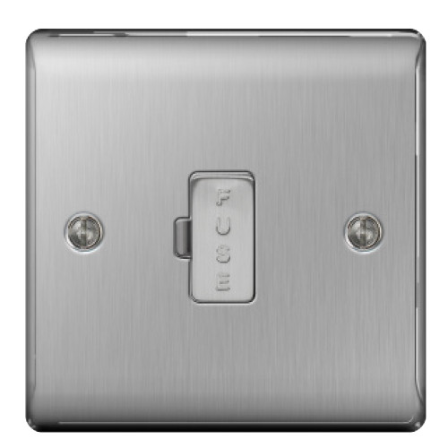 BG Brushed Steel 13A Fused Connection Unit Unswitched BG Brushed Steel 13A Fused Connection Unit Unswitched