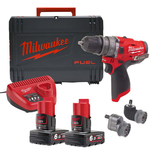 Milwaukee M12 FPDXKIT-602X 12v M12 FUEL Combi Drill with 2 x 6Ah Batteries, Charger and Case image