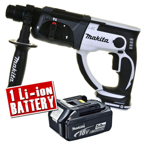 Makita 18v Li-ion White SDS+ Drill Body + 1 x 5.0Ah Battery image