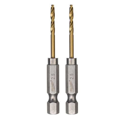 Milwaukee Red Hex 3.2mm Shockwave HSS TiN Metal Drill Bits - Pack of 2 image