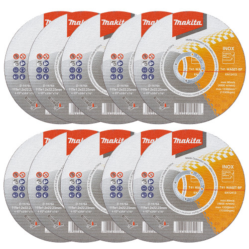 Makita 115mm (4.5'') Stainless Steel Cutting Discs in Tin - Pack of 10 image