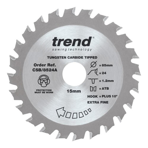 Trend CraftPro Thin Kerf Saw Blade 85mm x 15mm 24T - Cordless image