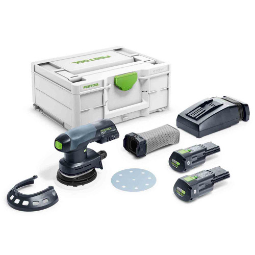 Festool Cordless Eccentric Sander ETSC 125 with 2x 3.1Ah Batteries, Charger & Case