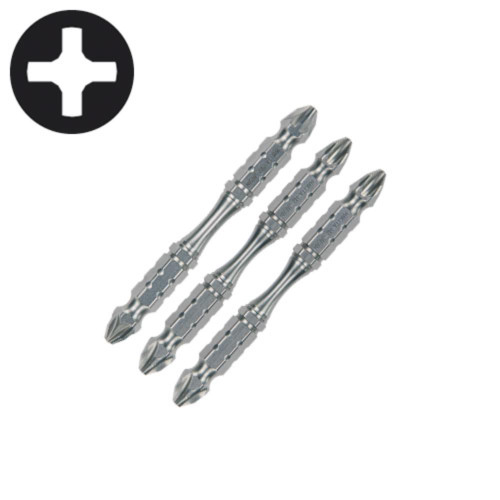 Makita PH2 65mm Double Ended Torsion Impact Screwdriver Bits - Pack of 3 image
