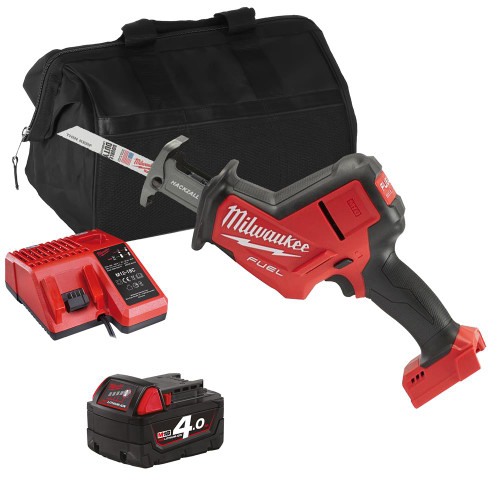 Milwaukee M18 FHZ 18V FUEL Brushless Reciprocating Saw with 1x 4.0Ah Battery, Charger & Bag image