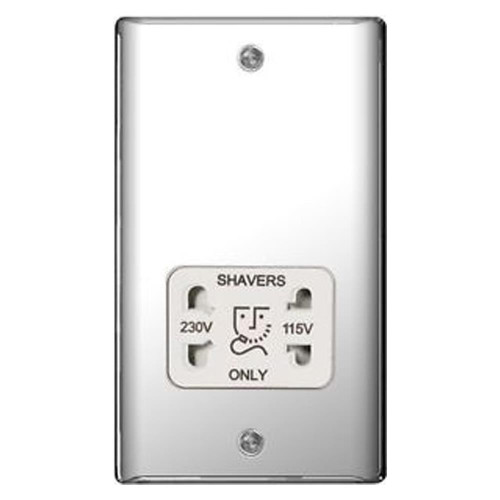BG NPC20W-01 BG Chrome Shaver Socket 115/230V Dual Volt - White