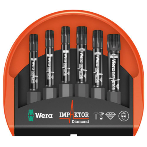Wera Wera 6 Piece Impaktor Diamond Impact Bit-Check Screwdriver Bit Set image