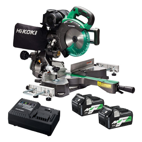 Hikoki C3607DRAJGZ 36V Multivolt 185mm Brushless Precision Mitre Saw 2x 5.0Ah Batteries & Charger image