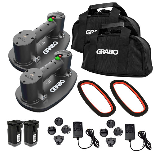 GRABO Plus Cordless Vacuum Lifter Set, 2x Standard Seals, 2x 2.6Ah Batteries, 2x Charger & 2x Cases image