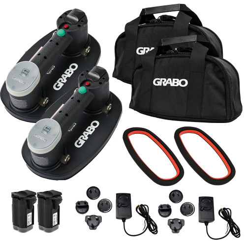 GRABO Plus Cordless Vacuum Lifter Set, 2x Standard Seals, 2x 2.6Ah Batteries, 2x Charger & 2x Cases image