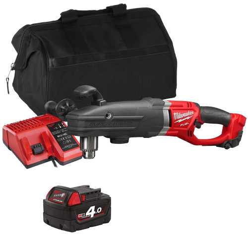 18v M18 FUEL ''Super Hawg'' Right Angle Drill with 1 x 4Ah Battery, Charger and Bag image