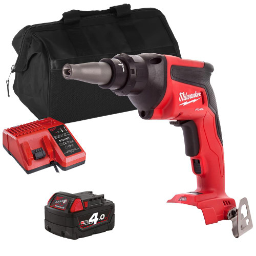 Milwaukee FSGXITS 18V M18 FUEL Drywall Screwgun with 1 x 4.0Ah Battery, Charger & Bag image