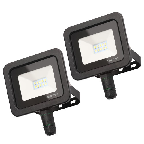 Zinc Otley 10w Slimline LED Floodlight - Black Pack of 2 image