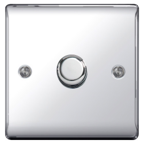 BG Chrome 400W 1 Gang 2 Way Push Dimmer