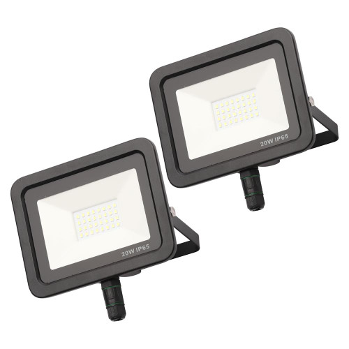 Zinc Otley 20w Slimline LED Floodlight - Black Pack of 2 image