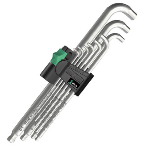 Wera SM SB Magnetic L-Key 9 Piece Set Metric Chrome-Plated. image