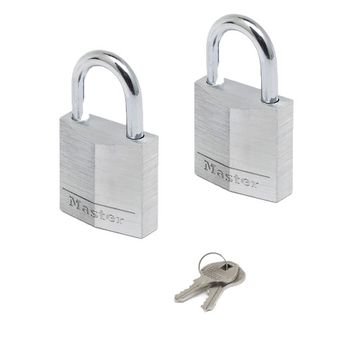 Master Lock 30mm Aluminium Padlock 18mm Shackle 5mm Diameter Twinpack image