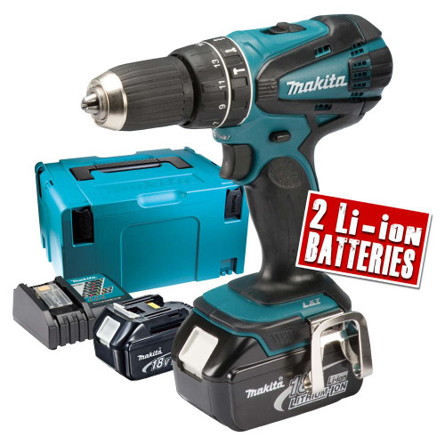 Makita 18v Cordless Hammer Drill Driver - 2 x 4.0Ah Batteries image