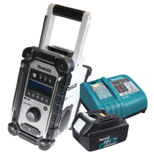 Makita DAB JobSite Radio Plus 18v 3.0Ah Battery and Charger Kit (White) image