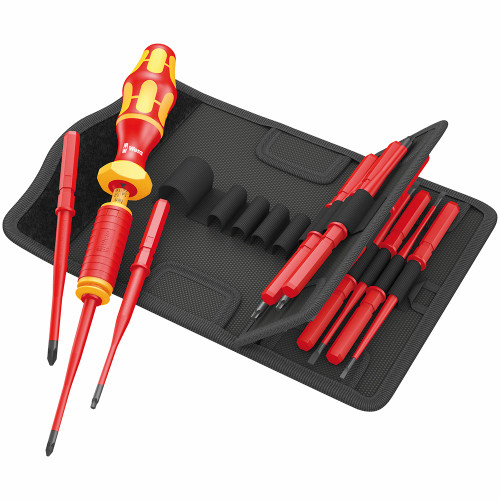 Wera 15 Piece Kraftform Kompakt VDE 'Torque' Extra Slim Interchangeable Blade Screwdriver Set image