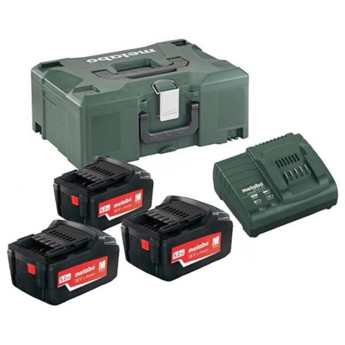 Metabo 18v Basic Set 3 x 5.2Ah Li-ion Batteries & Charger Set image