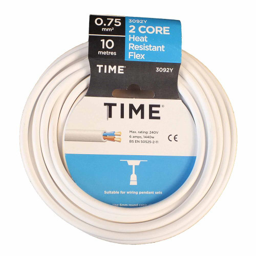 Pitacs TIME 2 Core Heat Resistant Flexible Cable 3092Y 0.75mm2 White 10m