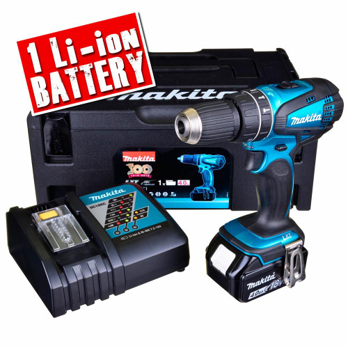 Makita 18v Li-ion Anniversary Hammer Drill Driver (1 x 4.0Ah Battery) image