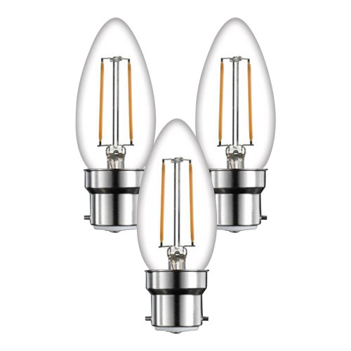 TimeLED LED Candle Filament 4W Dimmable Bulb B22 WW - Pack of 3