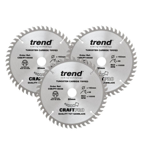 Trend 160mm 48T Panel Trim Craft Saw Blade Triple Pack image