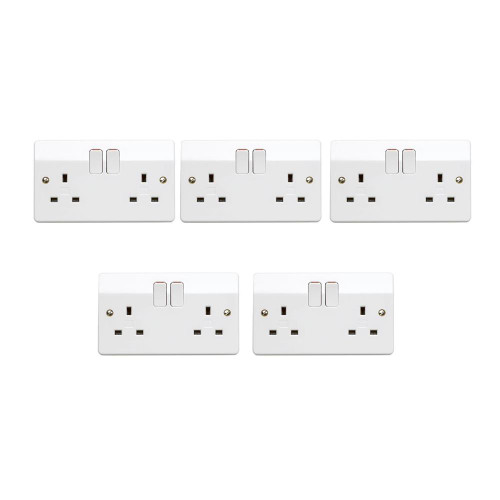 MK by Honeywell 13A 2 Gang Double Pole Switched Socket - Pack of 5 image