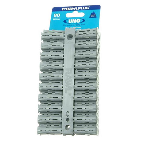 Rawlplug Grey UNO Plastic Wall Plugs - Pack of 80 image Rawlplug Grey UNO Plastic Wall Plugs - Pack of 80 image