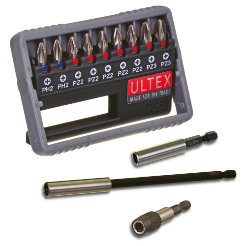 Ultex 10 Piece Trade Screwdriver Bit Set & Bit Holders image