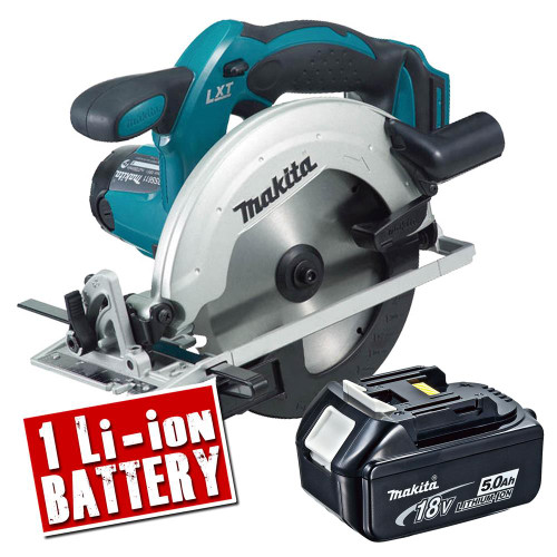 Makita 18v Li-ion Circular Saw 165mm Body + 1 x  5.0Ah Battery image